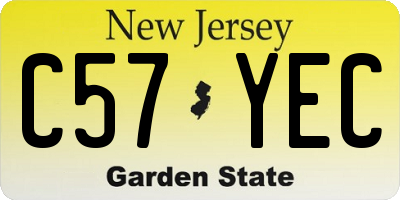 NJ license plate C57YEC