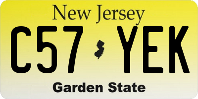 NJ license plate C57YEK