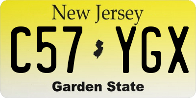 NJ license plate C57YGX