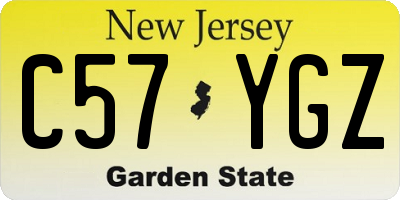NJ license plate C57YGZ
