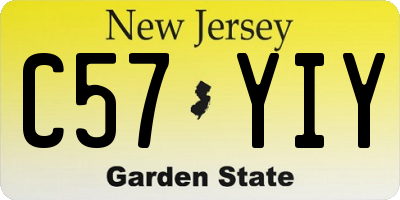 NJ license plate C57YIY