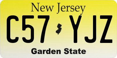 NJ license plate C57YJZ