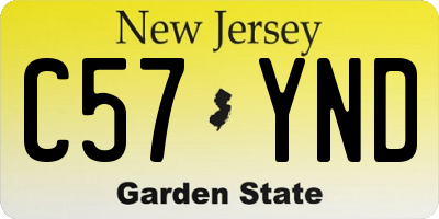 NJ license plate C57YND