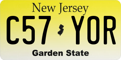 NJ license plate C57YOR