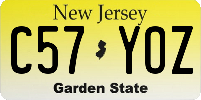 NJ license plate C57YOZ