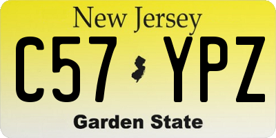 NJ license plate C57YPZ