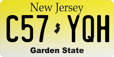 NJ license plate C57YQH