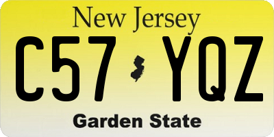 NJ license plate C57YQZ
