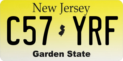 NJ license plate C57YRF