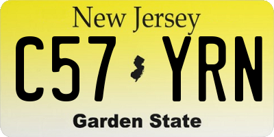 NJ license plate C57YRN