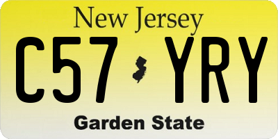 NJ license plate C57YRY