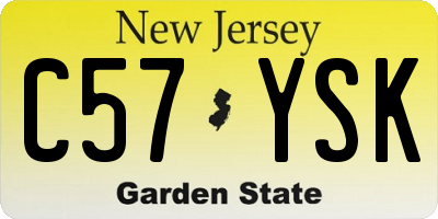 NJ license plate C57YSK
