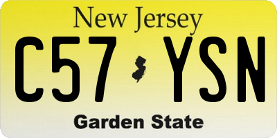 NJ license plate C57YSN