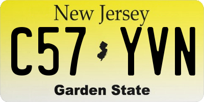NJ license plate C57YVN