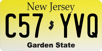 NJ license plate C57YVQ
