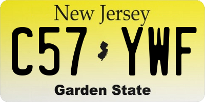 NJ license plate C57YWF