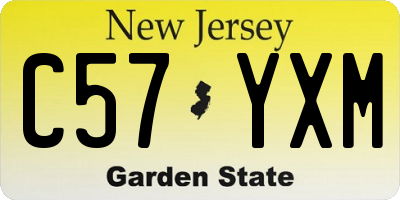 NJ license plate C57YXM