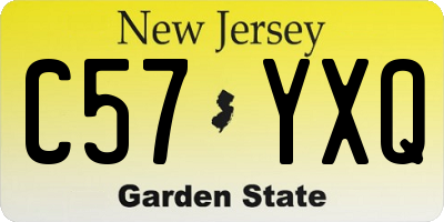 NJ license plate C57YXQ