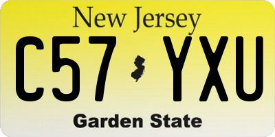 NJ license plate C57YXU