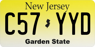 NJ license plate C57YYD