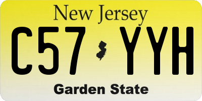 NJ license plate C57YYH