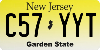 NJ license plate C57YYT