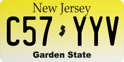 NJ license plate C57YYV