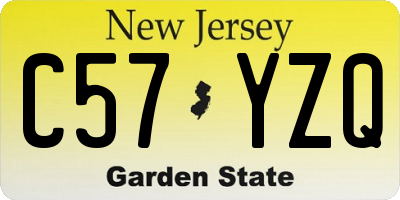 NJ license plate C57YZQ