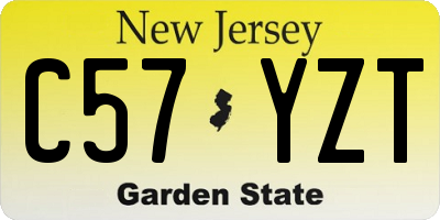 NJ license plate C57YZT
