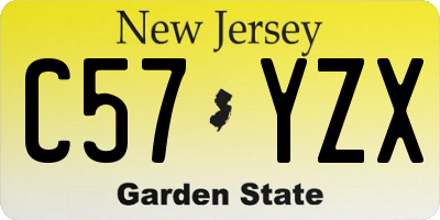 NJ license plate C57YZX