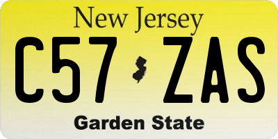 NJ license plate C57ZAS