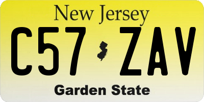 NJ license plate C57ZAV