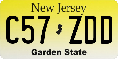 NJ license plate C57ZDD