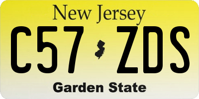 NJ license plate C57ZDS