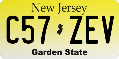 NJ license plate C57ZEV