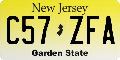 NJ license plate C57ZFA