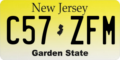 NJ license plate C57ZFM