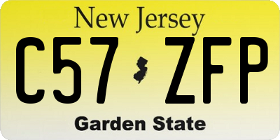 NJ license plate C57ZFP