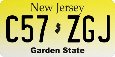 NJ license plate C57ZGJ