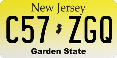 NJ license plate C57ZGQ
