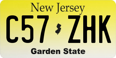 NJ license plate C57ZHK
