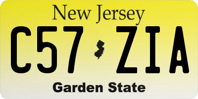 NJ license plate C57ZIA