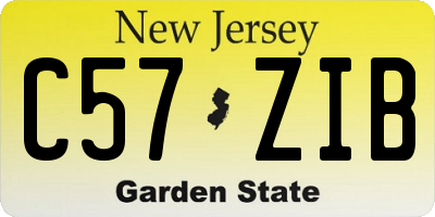 NJ license plate C57ZIB