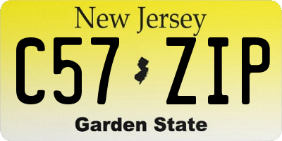 NJ license plate C57ZIP