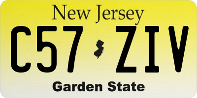 NJ license plate C57ZIV