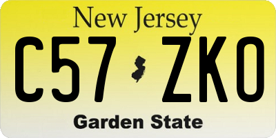 NJ license plate C57ZKO
