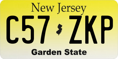 NJ license plate C57ZKP