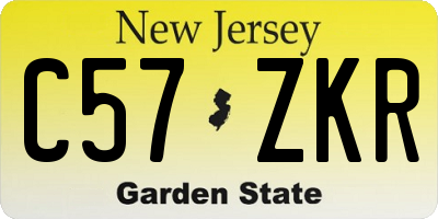 NJ license plate C57ZKR