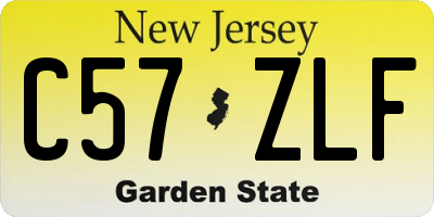 NJ license plate C57ZLF