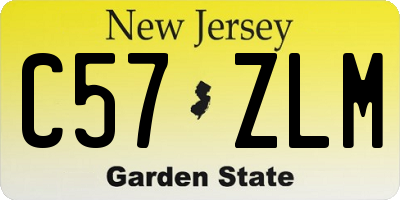 NJ license plate C57ZLM